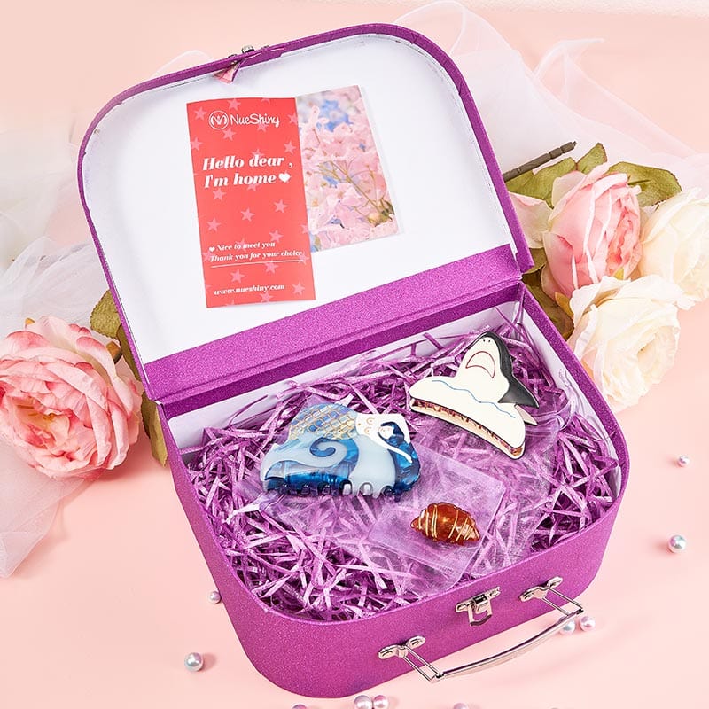 Enchanting Delights: Mermaid, Shark and Charming Croissant Hair Claw 3Pcs Gift Set | NueShiny