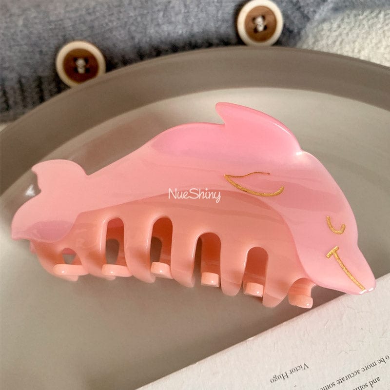 Vibrant Pink Dolphin Hair Claw | NueShiny