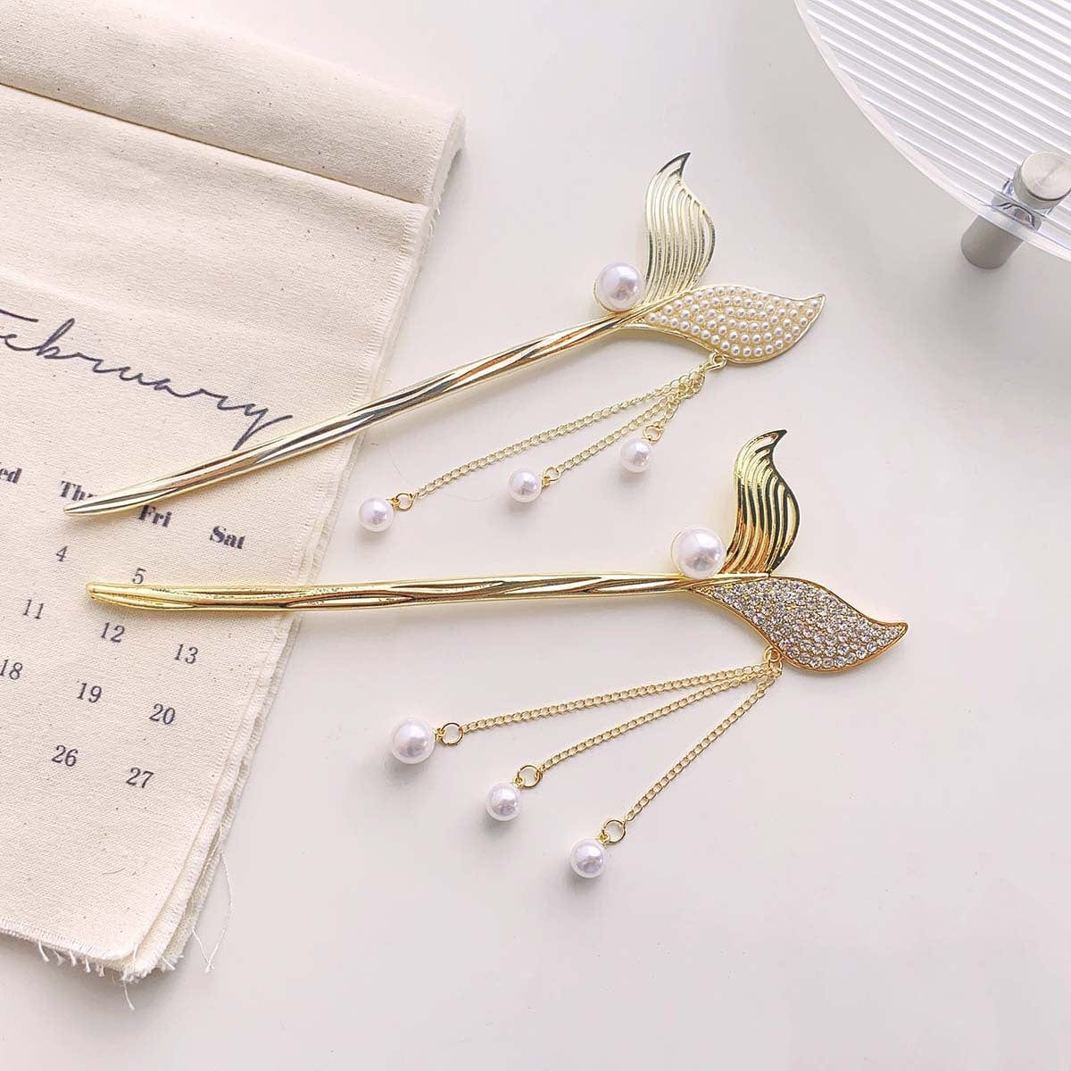 Exquisite Mermaid Tail Pearl Fringe Hairpin丨NueShiny