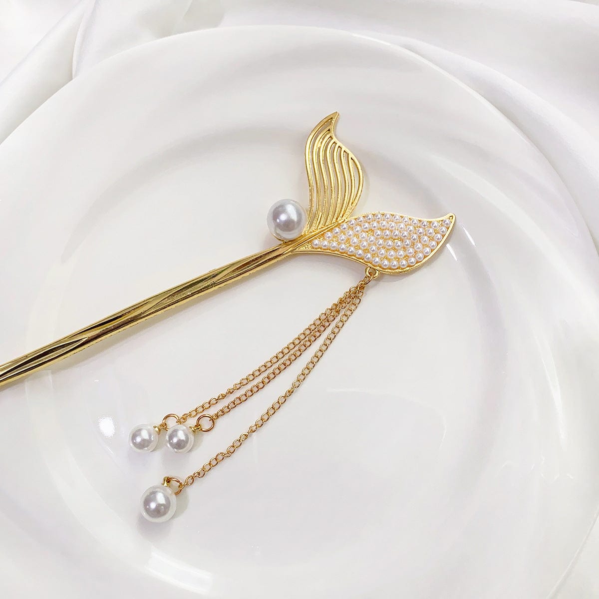 Exquisite Mermaid Tail Pearl Fringe Hairpin丨NueShiny