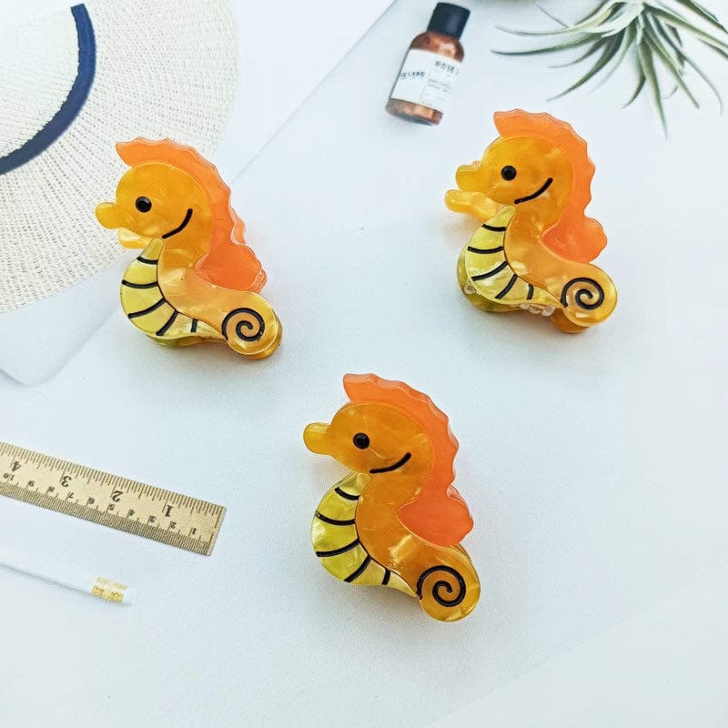 3Pcs Cute Sea Horse Mini Hair Claws 丨NueShiny