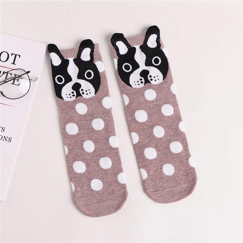 Brown and White Polka Dot Dog Socks | NueShiny