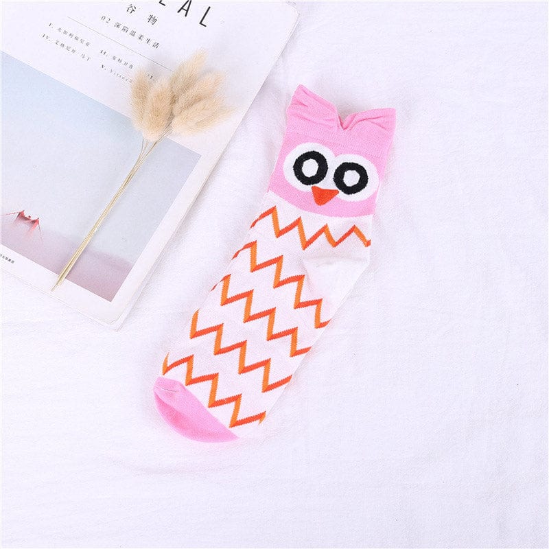 Owl Eyes on You Cute and Cozy Pink Socks | NueShiny