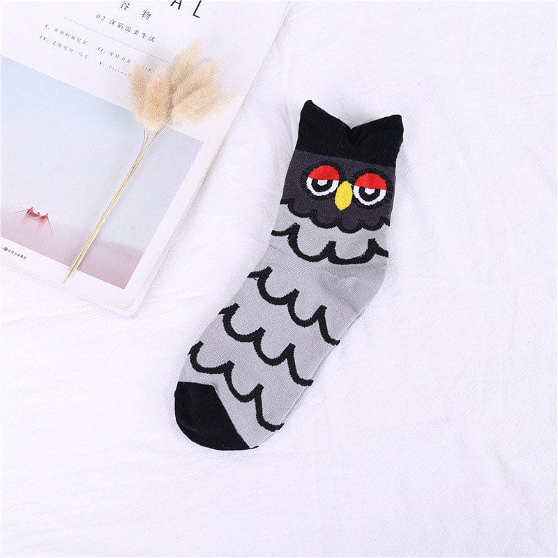 Owl Eyes on You Cute and Cozy Black and Grey Socks | NueShiny