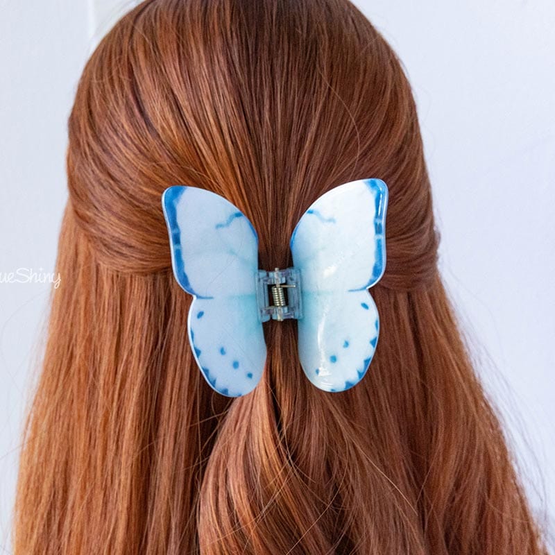 Large Wings of Wonder Light Blue Vivid Butterfly Hair Claw丨NueShiny