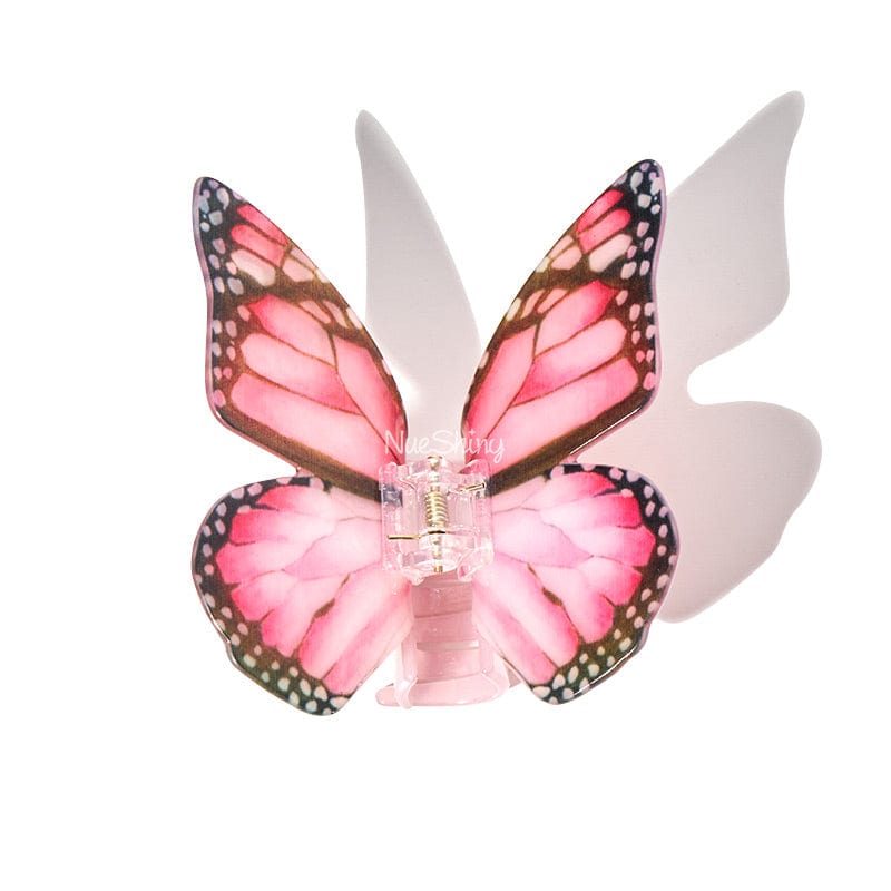 Large Wings of Wonder Rose Red Vivid Butterfly Hair Claw丨NueShiny