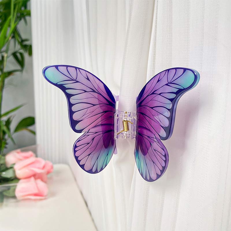 Floral Flutter Charm Purple Butterfly Hair Claw丨NueShiny