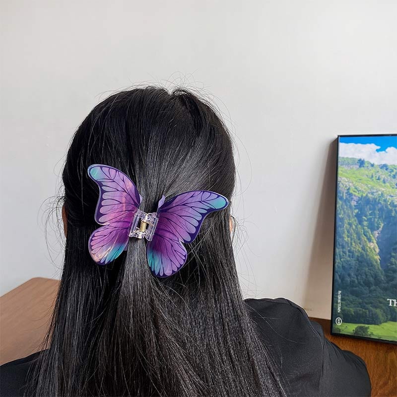 Floral Flutter Charm Purple Butterfly Hair Claw丨NueShiny