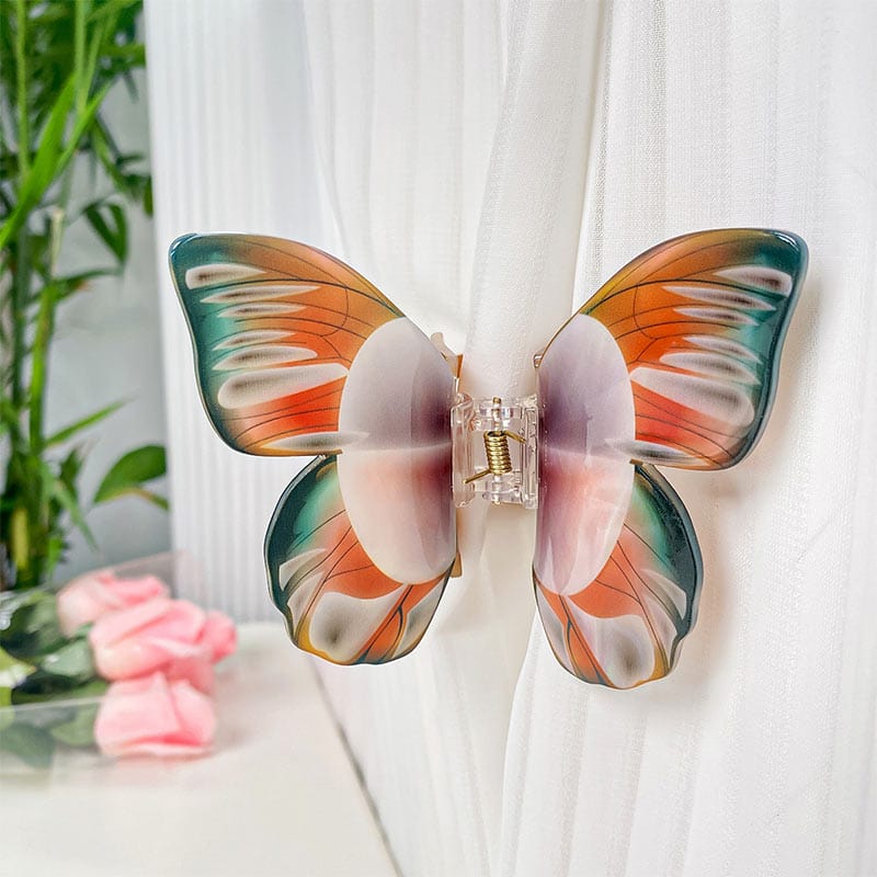 Floral Flutter Charm Orange Butterfly Hair Claw丨NueShiny