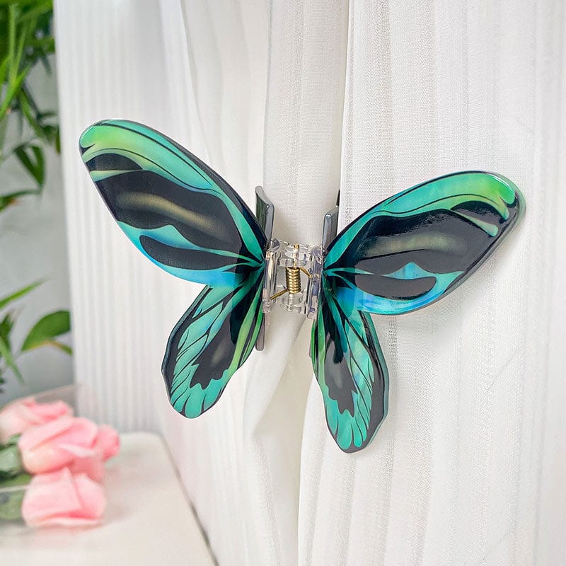 Floral Flutter Charm Cyan Butterfly Hair Claw丨NueShiny