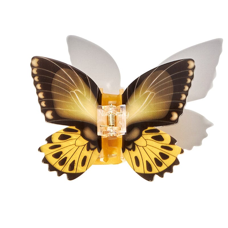 Large Floral Flutter Charm Golden Butterfly Hair Claw丨NueShiny