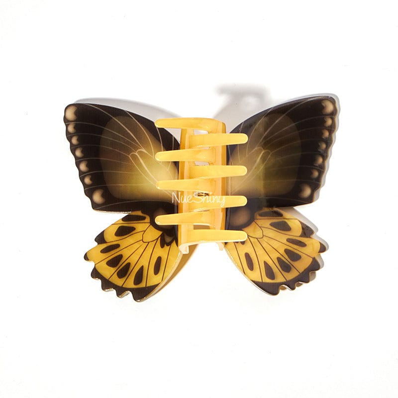 Large Floral Flutter Charm Golden Butterfly Hair Claw丨NueShiny