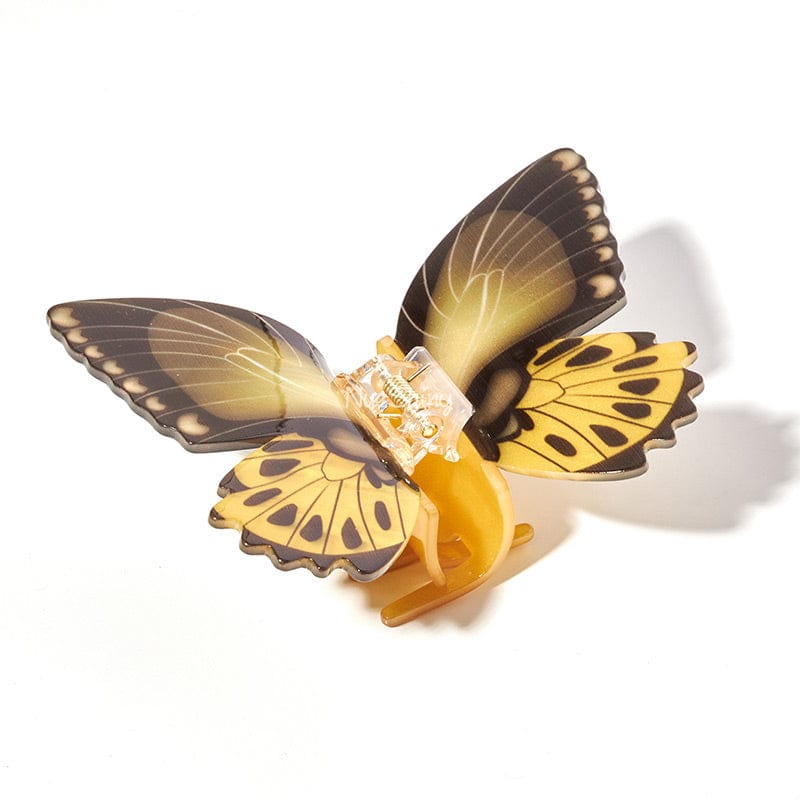 Large Floral Flutter Charm Golden Butterfly Hair Claw丨NueShiny