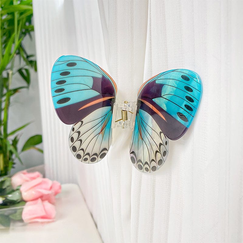 Floral Flutter Charm Turquoise Butterfly Hair Claw丨NueShiny