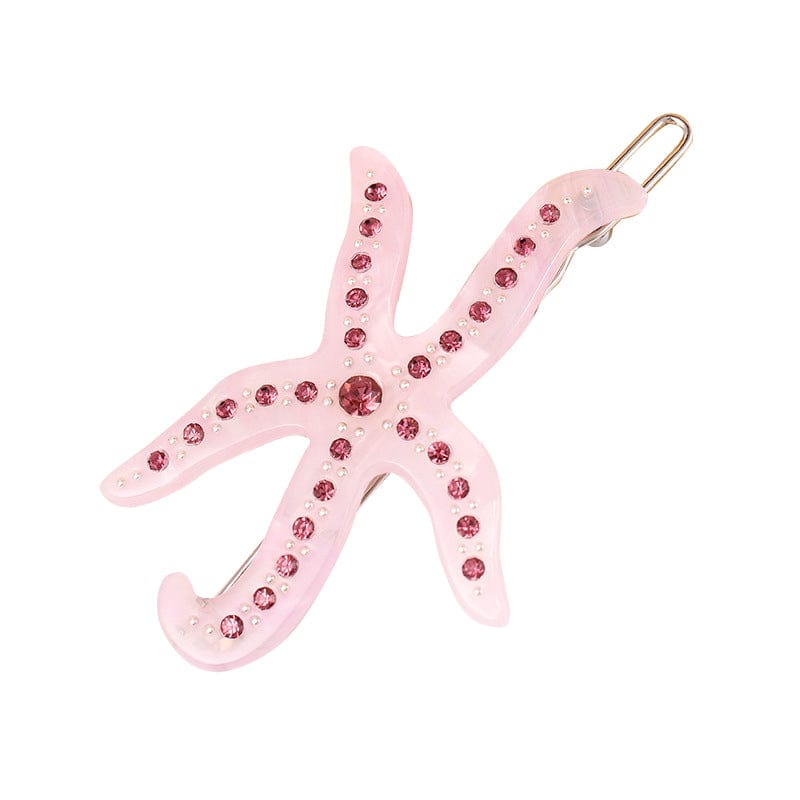 Glamorous Crystal Pink Starfish Hair Clip丨NueShiny