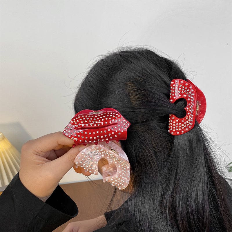 Big Red Lip Dazzling Love Valentine's Hair Claw | NueShiny