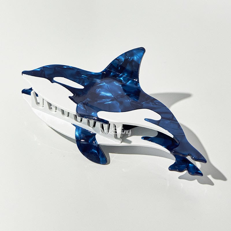 Dark Blue Orca Hair Claw Clip Killer Whale Shark Ocean Lover Series Hair Claw丨NueShiny