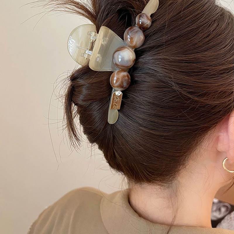 Large Beige Pearl Hair Claw for Thick Hair丨NueShiny