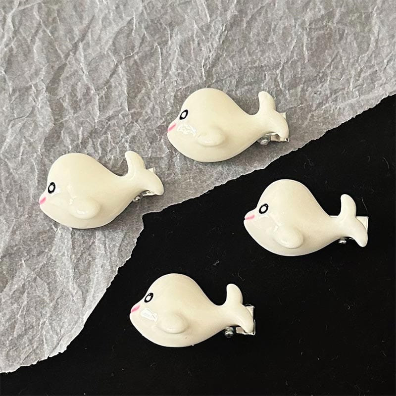 4Pcs White Whale Hair Clip丨NueShiny