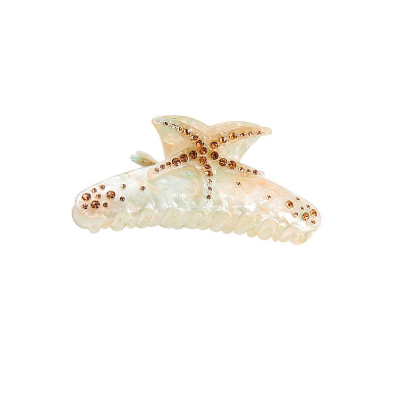 Large Beige Starfish with Diamonds Shark Clip 丨NueShiny