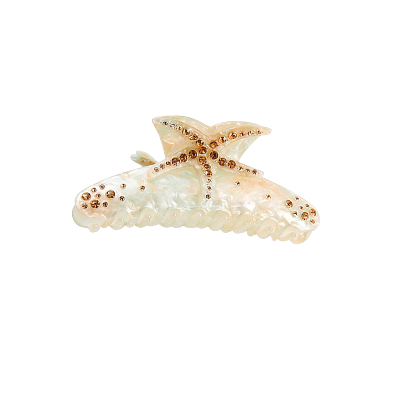 Large Beige Starfish with Diamonds Shark Clip 丨NueShiny