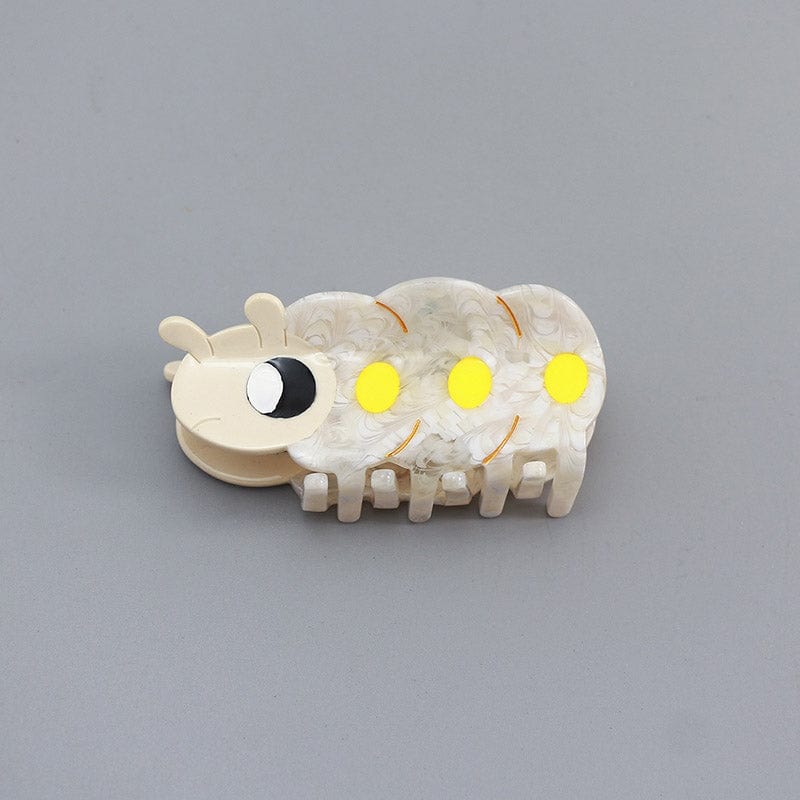 Medium  white caterpillar Hair Claw | NueShiny