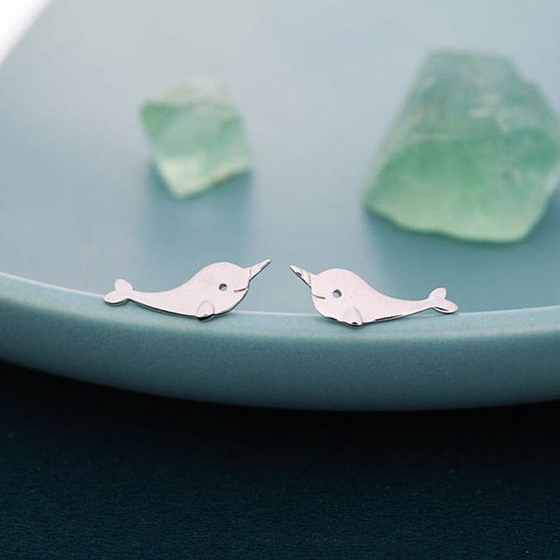 Sterling Silver Narwhal Earrings | NueShiny