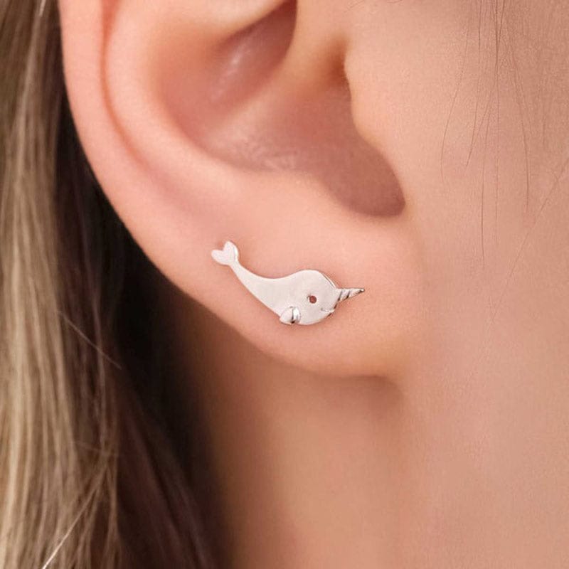 Sterling Silver Narwhal Earrings | NueShiny