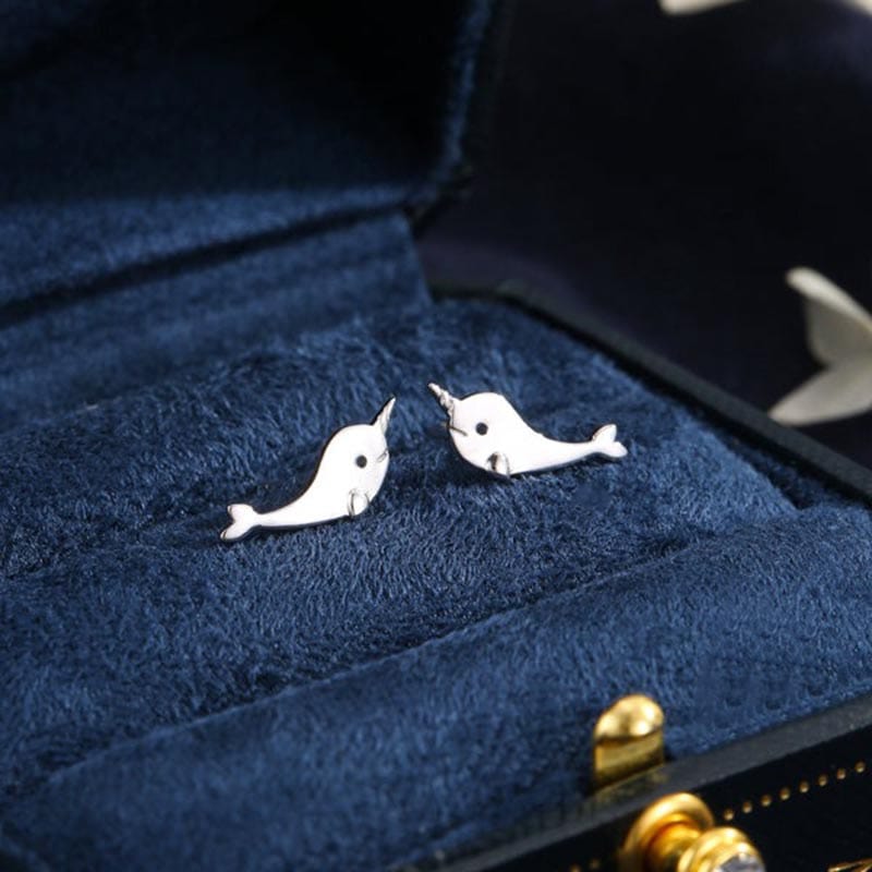 Sterling Silver Narwhal Earrings | NueShiny