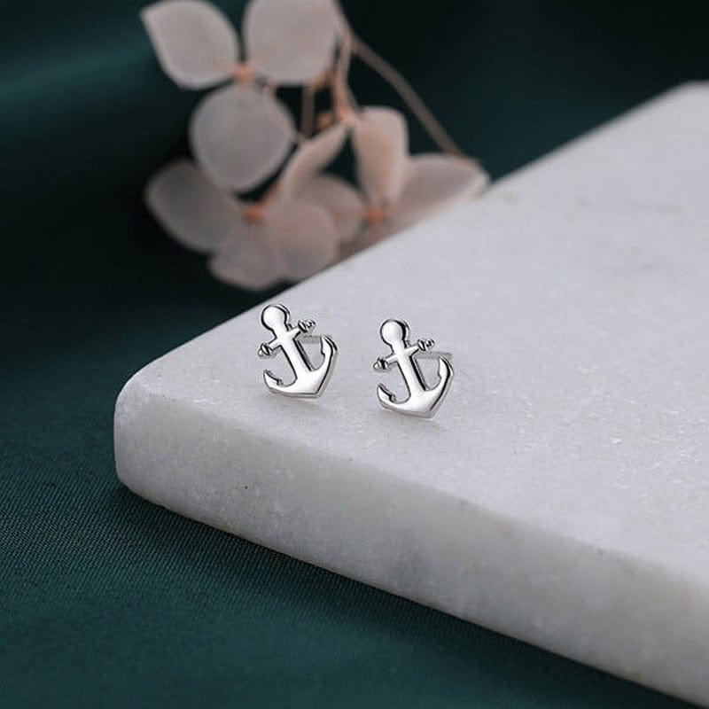 Sterling Silver Anchor Earrings | NueShiny