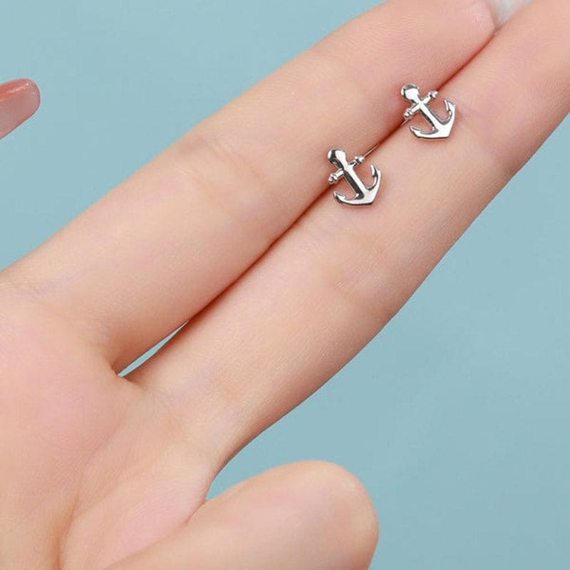 Sterling Silver Anchor Earrings | NueShiny