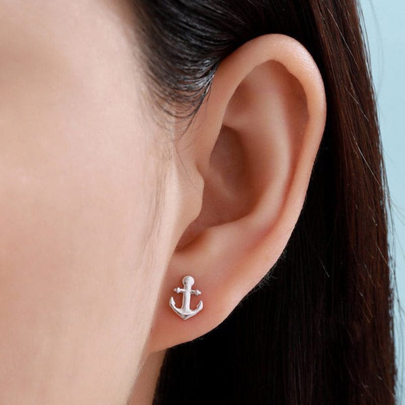 Sterling Silver Anchor Earrings | NueShiny