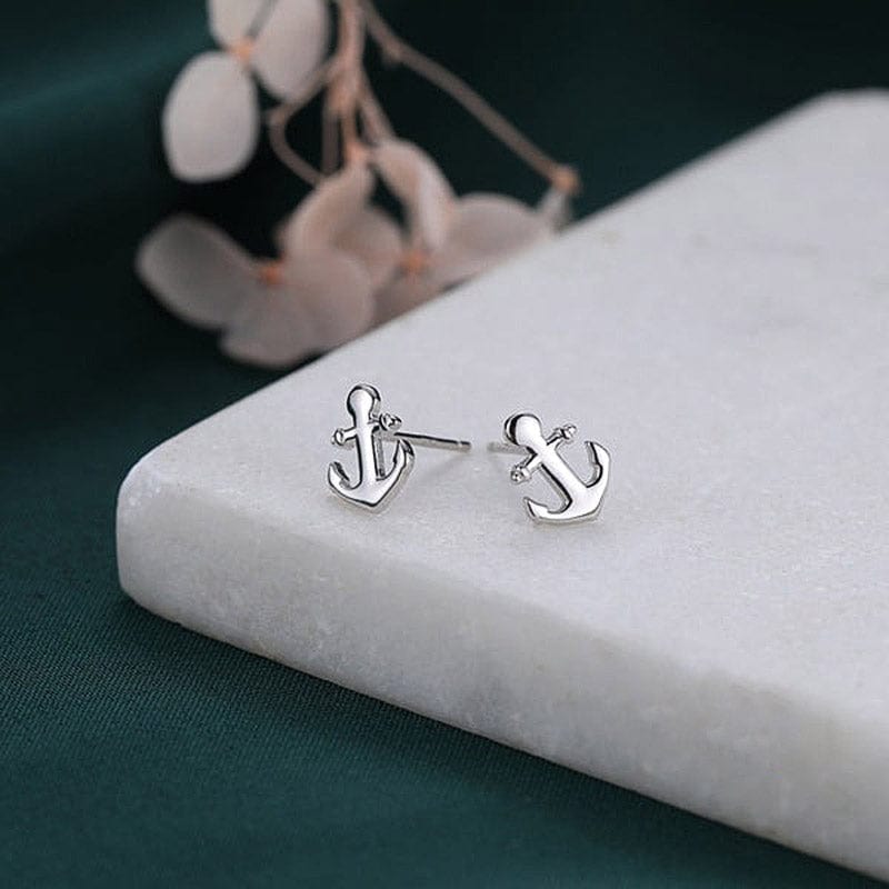 Sterling Silver Anchor Earrings | NueShiny