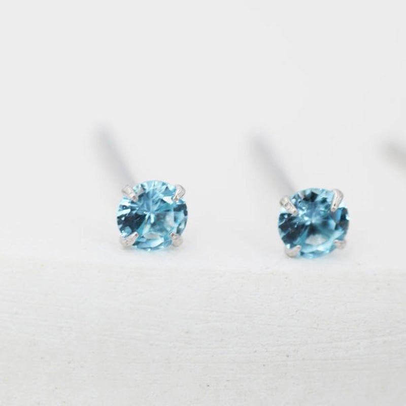 Sterling Silver Sea Blue Gemstone Earrings | NueShiny