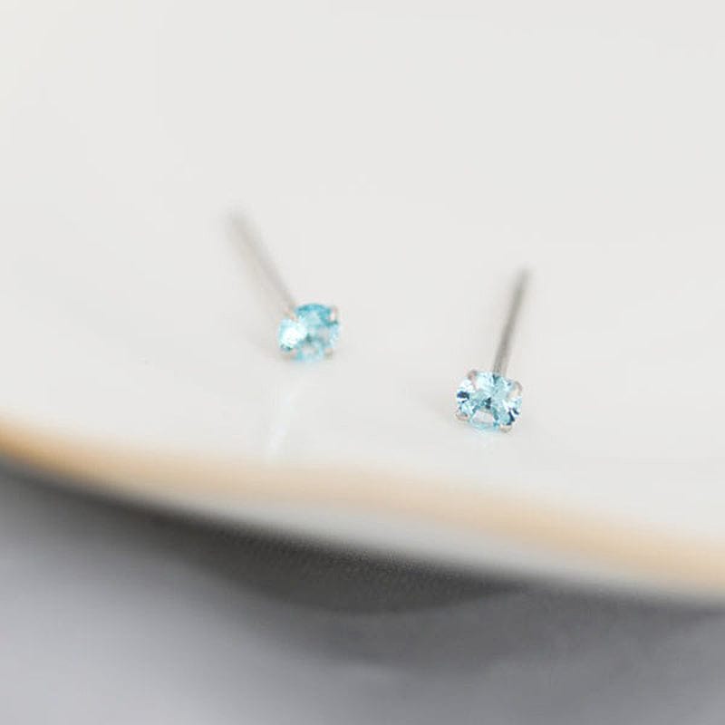 Sterling Silver Sea Blue Gemstone Earrings | NueShiny