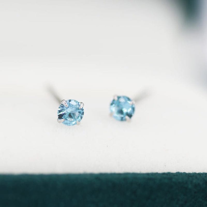 Sterling Silver Sea Blue Gemstone Earrings | NueShiny