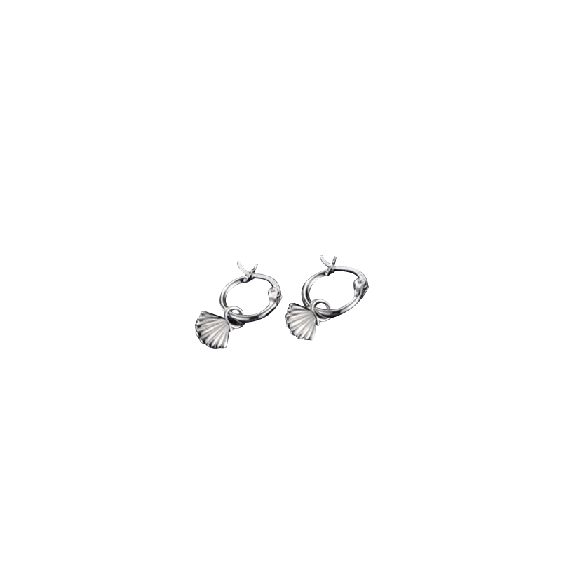 Sterling Silver Shell Huggie Hoops Earrings | NueShiny