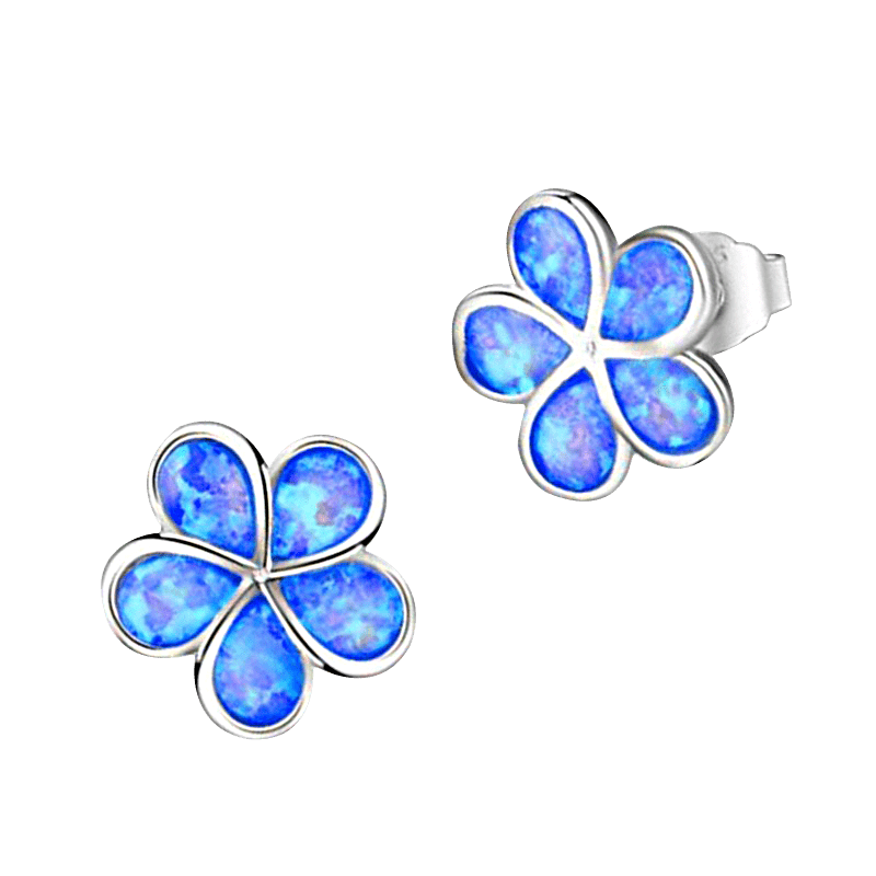 Silver Sapphire Flower Earrings | NueShiny