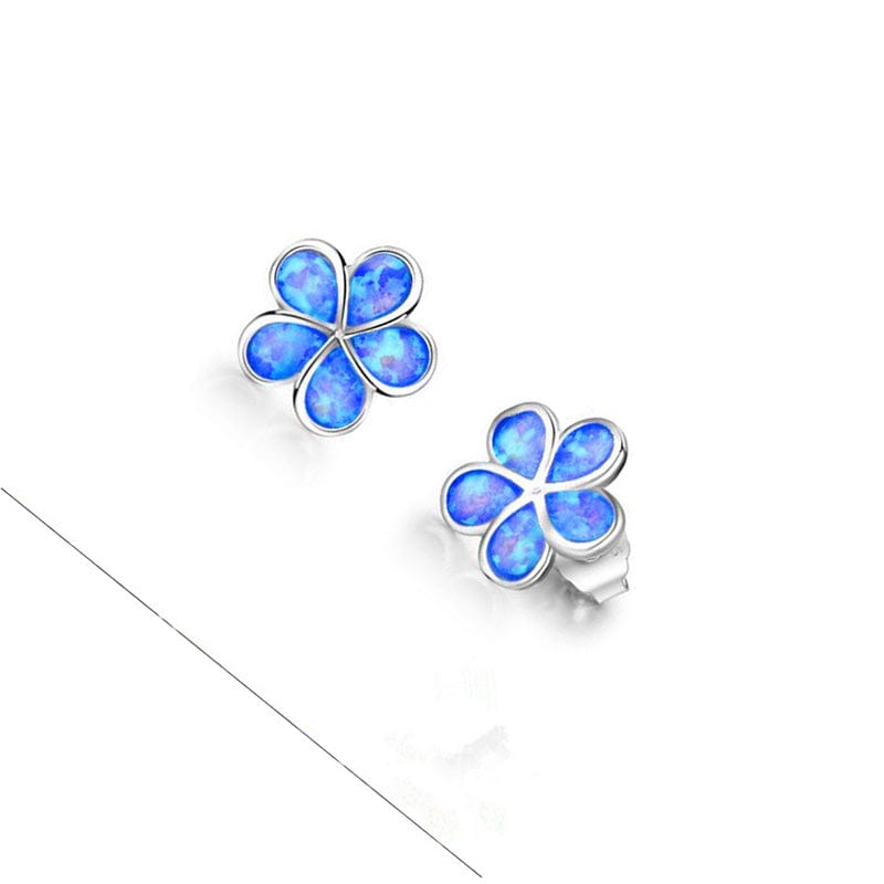 Silver Sapphire Flower Earrings | NueShiny