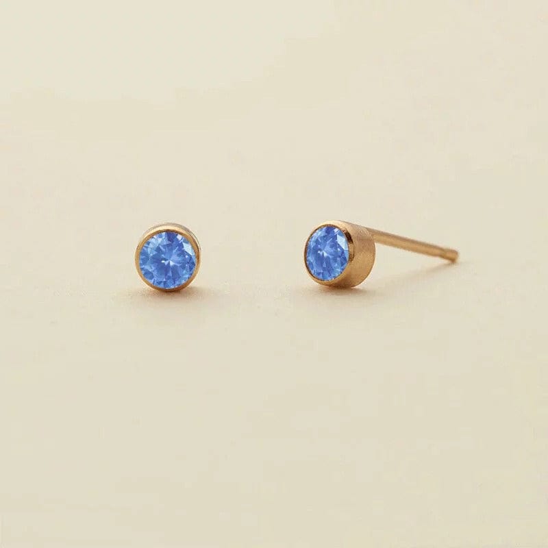 Golden Blue Diamond Stud Earrings | NueShiny