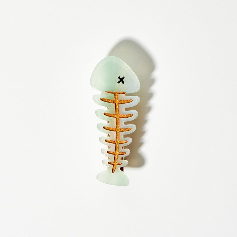 Small  Light Green Fishbone Side Clip | NueShiny