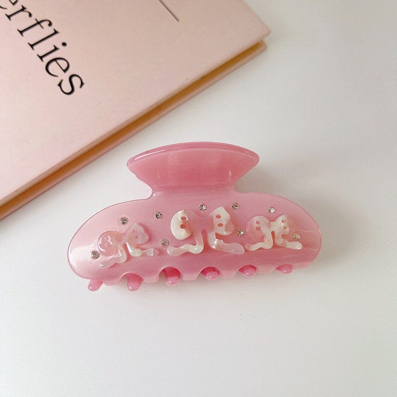 Large Pink Bow Tie Hair Claw | NueShiny