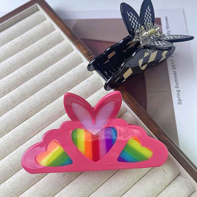 Jumbo Rainbow Butterfly Hair Claw | NueShiny