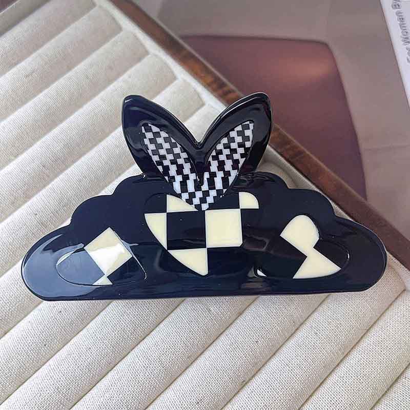 Jumbo Black Checkerboard Butterfly Hair Claw | NueShiny