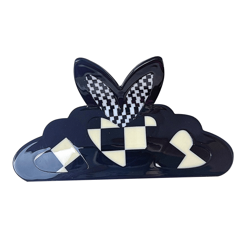 Jumbo Black Checkerboard Butterfly Hair Claw | NueShiny