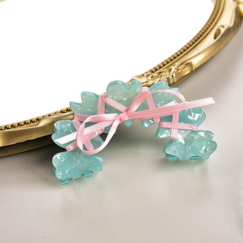 Medium Mint Green Ribbon Bow Hair Claw | NueShiny