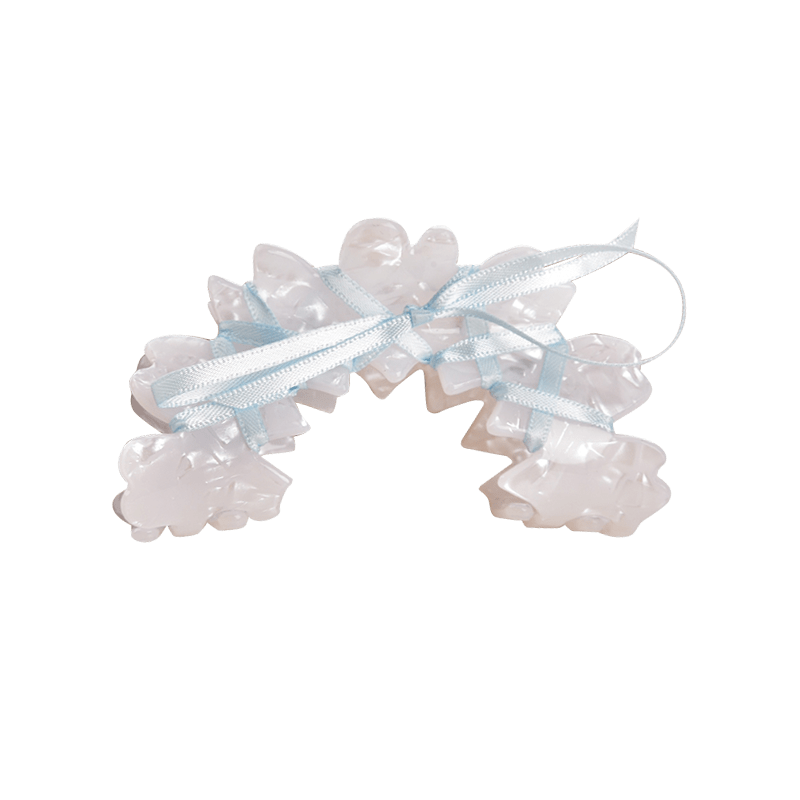 Medium White Ribbon Bow Hair Claw | NueShiny