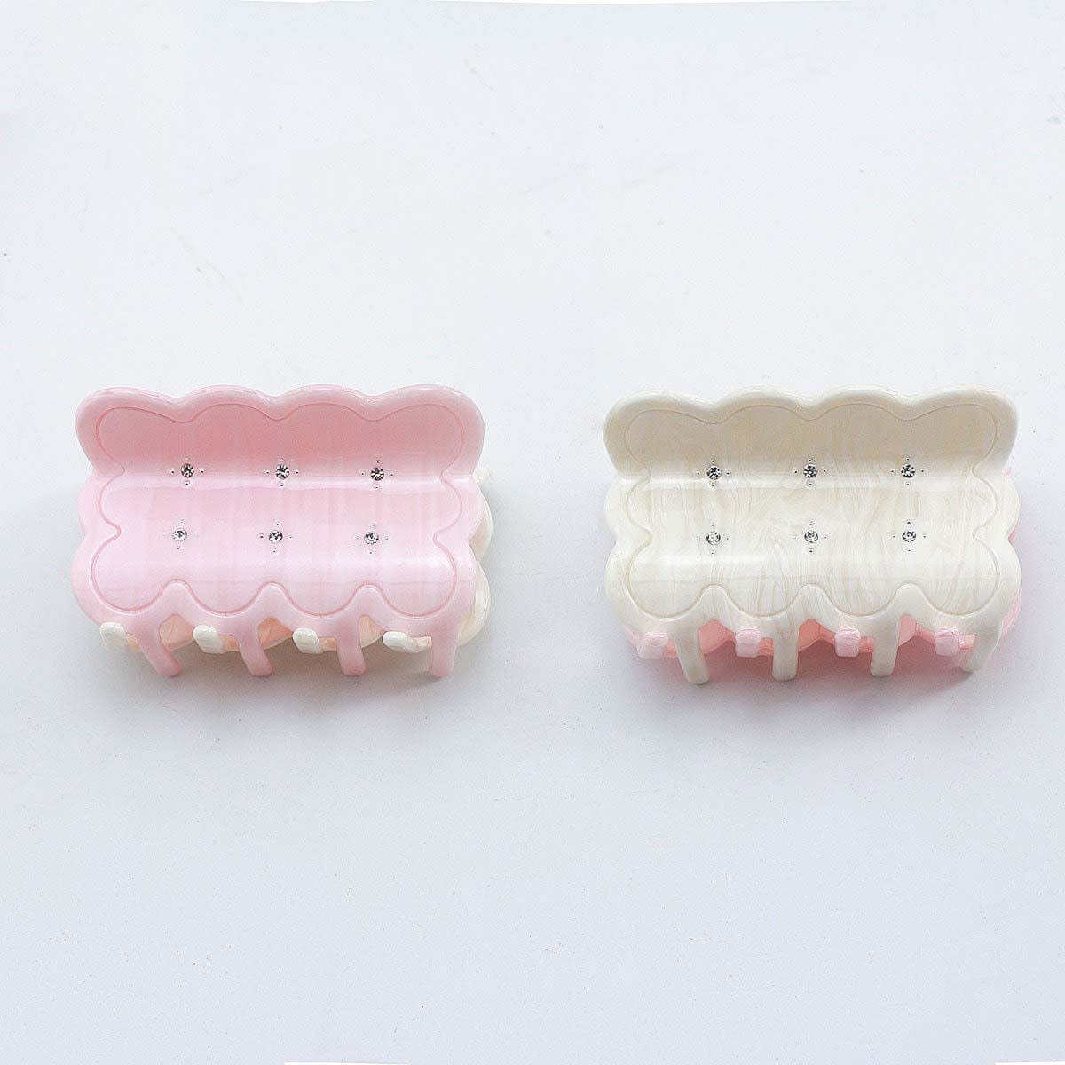 Medium White and Pink Two-Sided Hair Claw | NueShiny