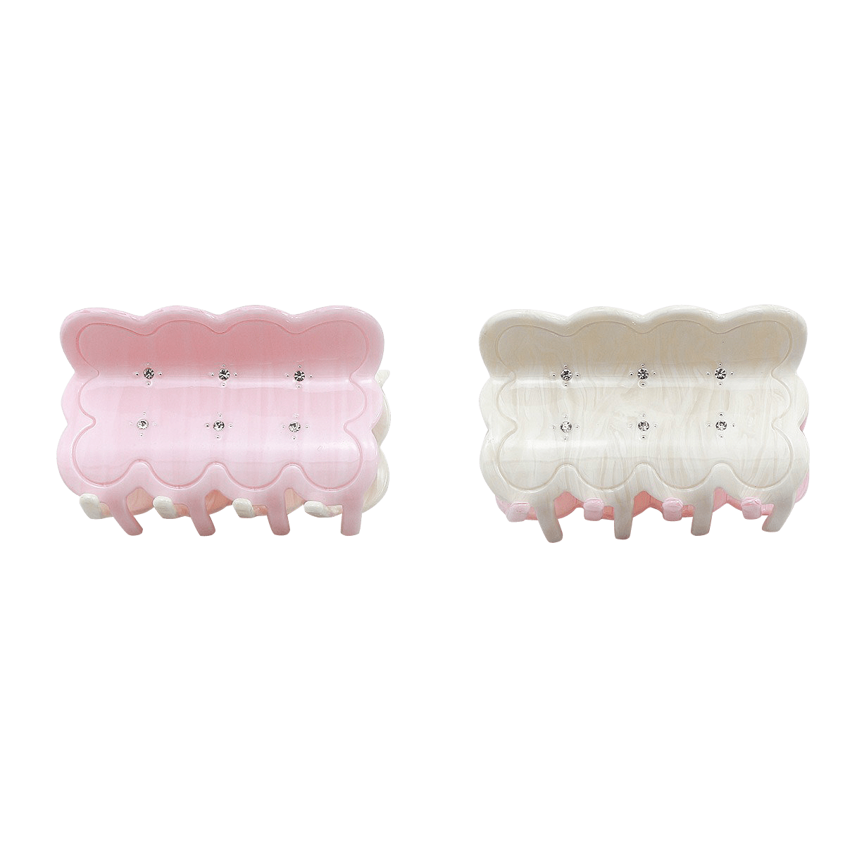 Medium White and Pink Two-Sided Hair Claw | NueShiny