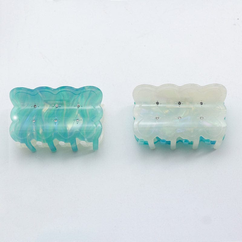 Medium Blue and White Two-Sided Hair Claw | NueShiny